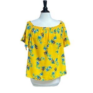 Mustard Floral Off Shoulder Top Size XL NWOT